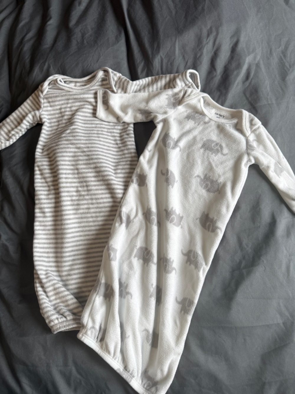 Carter's White and Gray Striped Newborn Sleep Gown